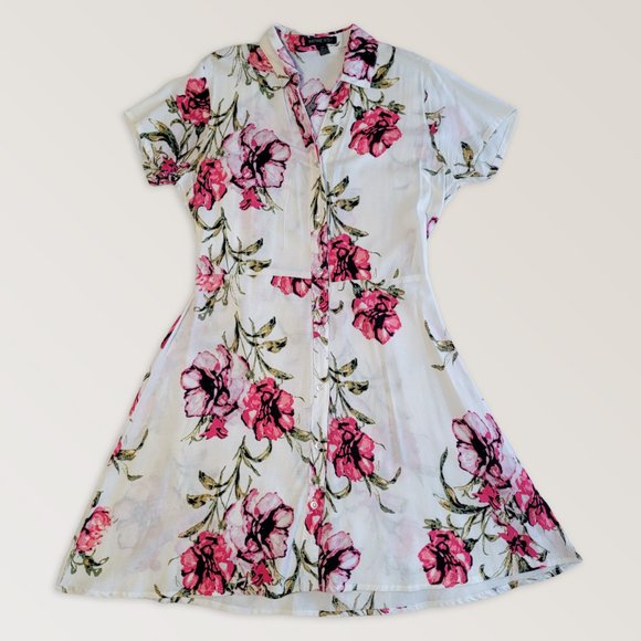 Floral Spring Sundress, Bohemian Summer Dress, Button down Dress, Size L - Picture 1 of 8